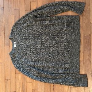 Gap cableknit sweater in heather dark green and cream